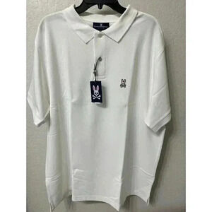 PSYCHO BUNNY MEN’S 5XLT 5XL TALL POLO SHIRT WHITE PUMA COTTON CLASSIC $130